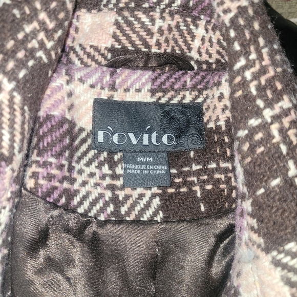 Novita Plaid Double-Breasted Wool Blend Coat M - Picture 7 of 7